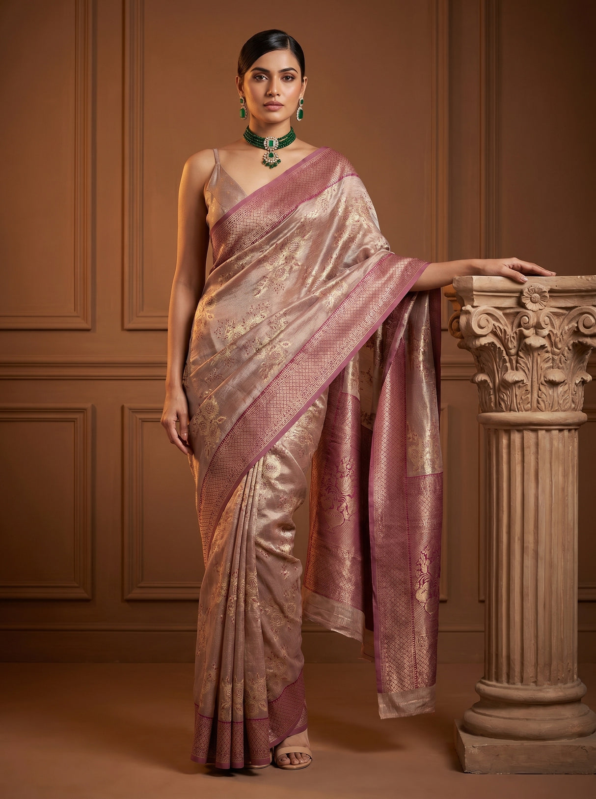 MIMOSA Magenta Banarasi Art Silk Saree — Close-up of Border