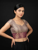 MIMOSA Magenta Banarasi Art Silk Saree — blouse close-up