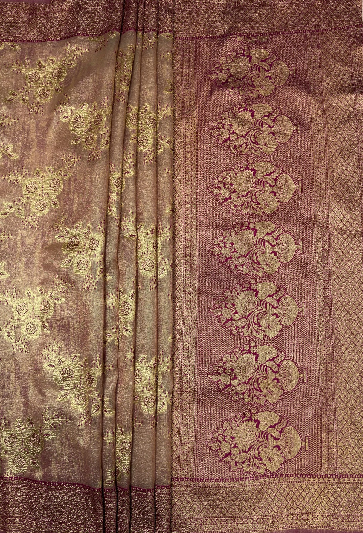 MIMOSA Magenta Banarasi Art Silk Saree — pallu and zari work detail