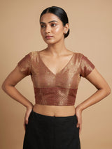 MIMOSA Maroon Banarasi Art Silk Saree — blouse close-up