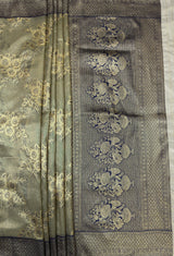 MIMOSA Navy Banarasi Art Silk Saree — pallu and zari work detail