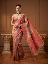 MIMOSA Rani Banarasi Art Silk Saree — Fabric and Motif Detail