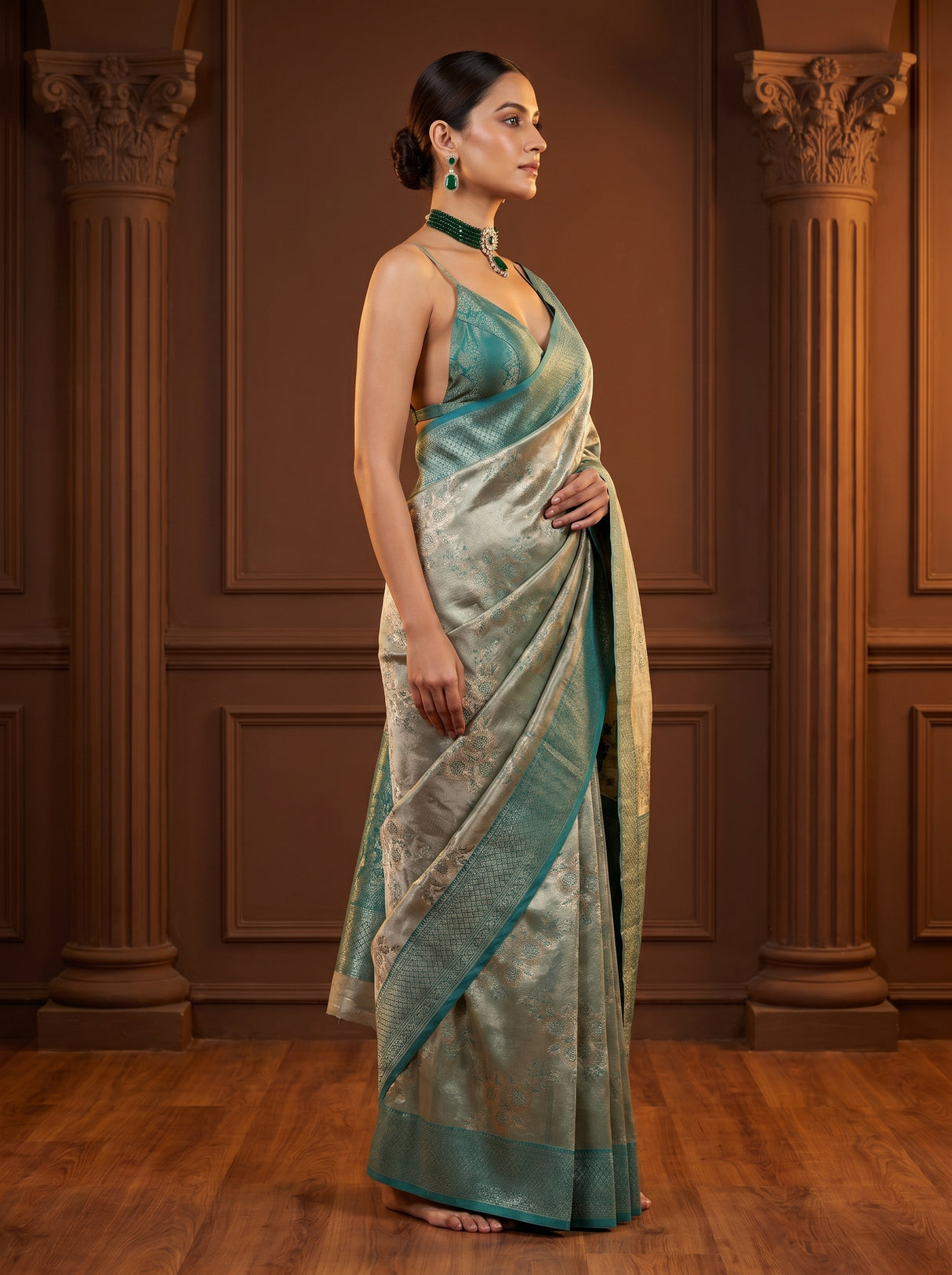 MIMOSA Saffire Banarasi Art Silk Saree — Close-up of Border