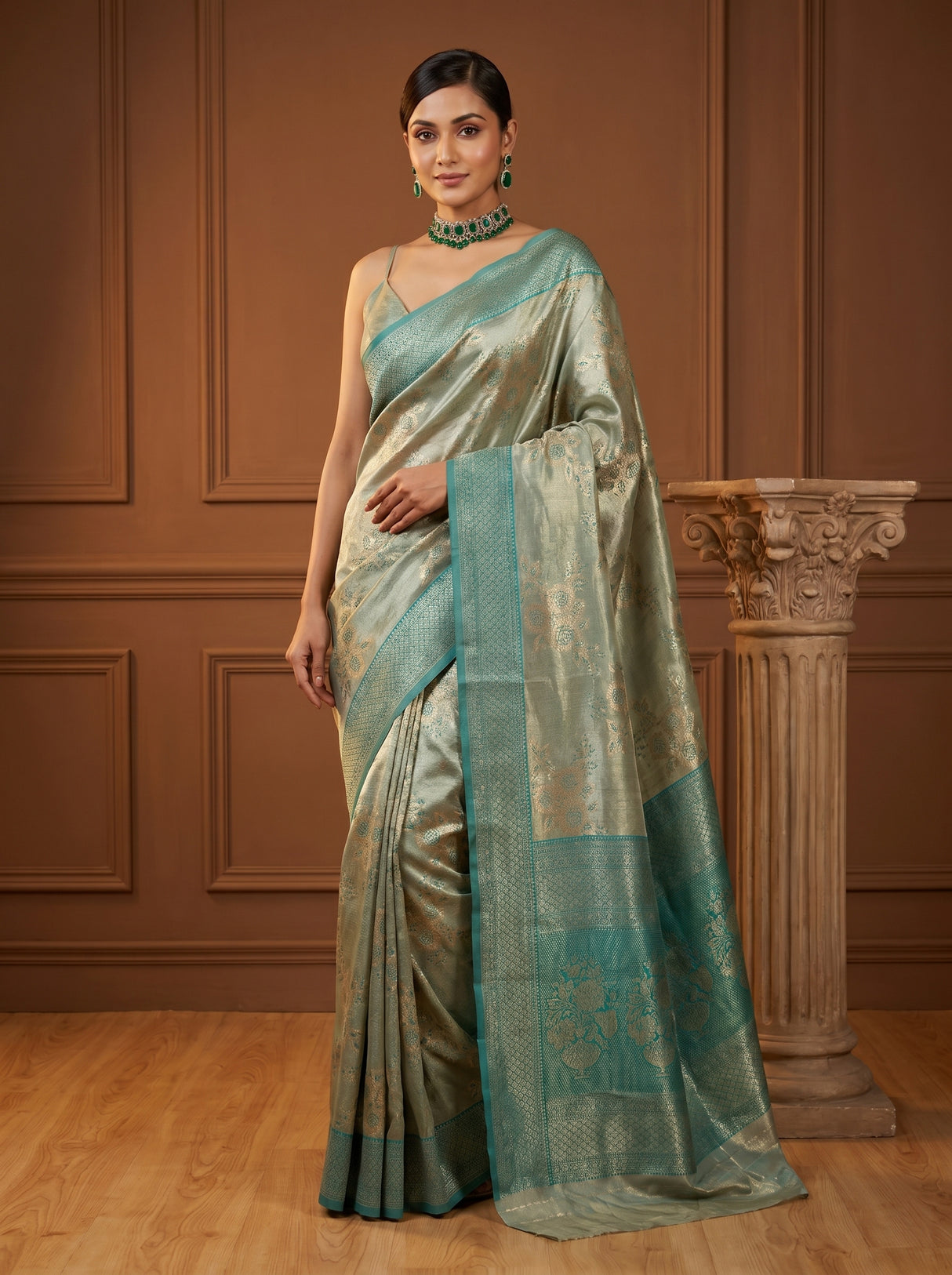 MIMOSA Saffire Banarasi Art Silk Saree — pose 5 styling detail