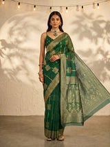 MIMOSA Green Banarasi Art Silk Saree — pose 10 styling detail