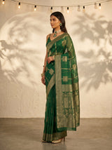 MIMOSA Green Banarasi Art Silk Saree — pose 3 styling detail