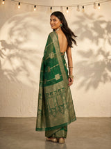 MIMOSA Green Banarasi Art Silk Saree — pose 7 styling detail