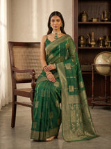 MIMOSA Green Banarasi Art Silk Saree — pose 8 styling detail