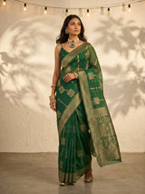 MIMOSA Green Banarasi Art Silk Saree — pose 9 styling detail