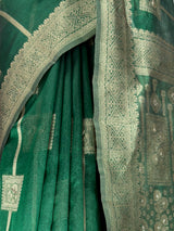 MIMOSA Green Banarasi Art Silk Saree — fleets shot full lifestyle