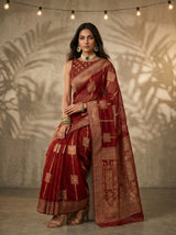 MIMOSA Maroon Banarasi Art Silk Saree — pose 8 styling detail