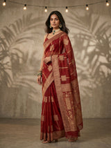 MIMOSA Maroon Banarasi Art Silk Saree — pose 9 styling detail