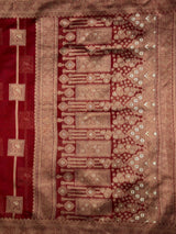 MIMOSA Maroon Banarasi Art Silk Saree — pallu and zari work detail