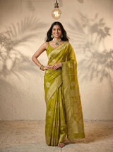 MIMOSA Olive Banarasi Art Silk Saree — pose 10 styling detail