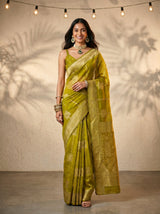 MIMOSA Olive Banarasi Art Silk Saree — pose 6 styling detail
