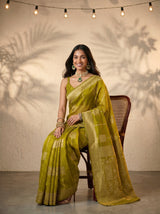 MIMOSA Olive Banarasi Art Silk Saree — pose 8 styling detail