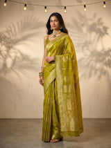 MIMOSA Olive Banarasi Art Silk Saree — pose 9 styling detail