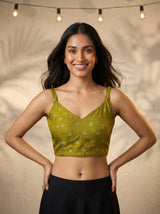 MIMOSA Olive Banarasi Art Silk Saree — blouse close-up