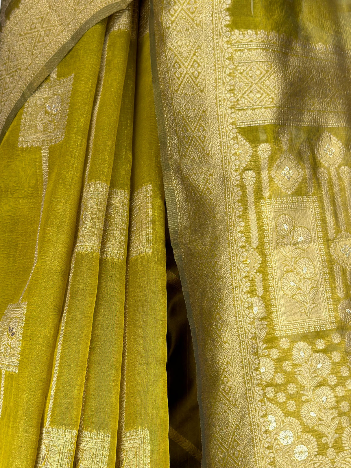 MIMOSA Olive Banarasi Art Silk Saree — fleets shot full lifestyle