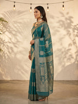 MIMOSA Sapphire Banarasi Art Silk Saree — pose 3 styling detail