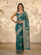 MIMOSA Sapphire Banarasi Art Silk Saree — pose 4 styling detail