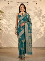MIMOSA Sapphire Banarasi Art Silk Saree — pose 6 styling detail