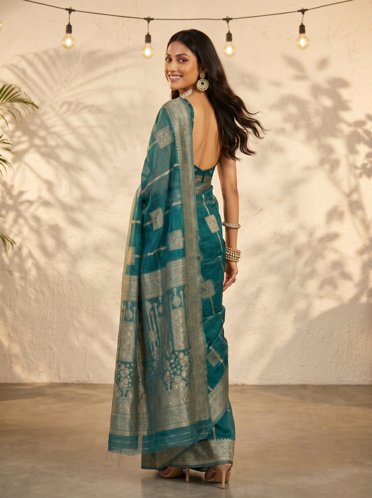 MIMOSA Sapphire Banarasi Art Silk Saree — pose 7 styling detail
