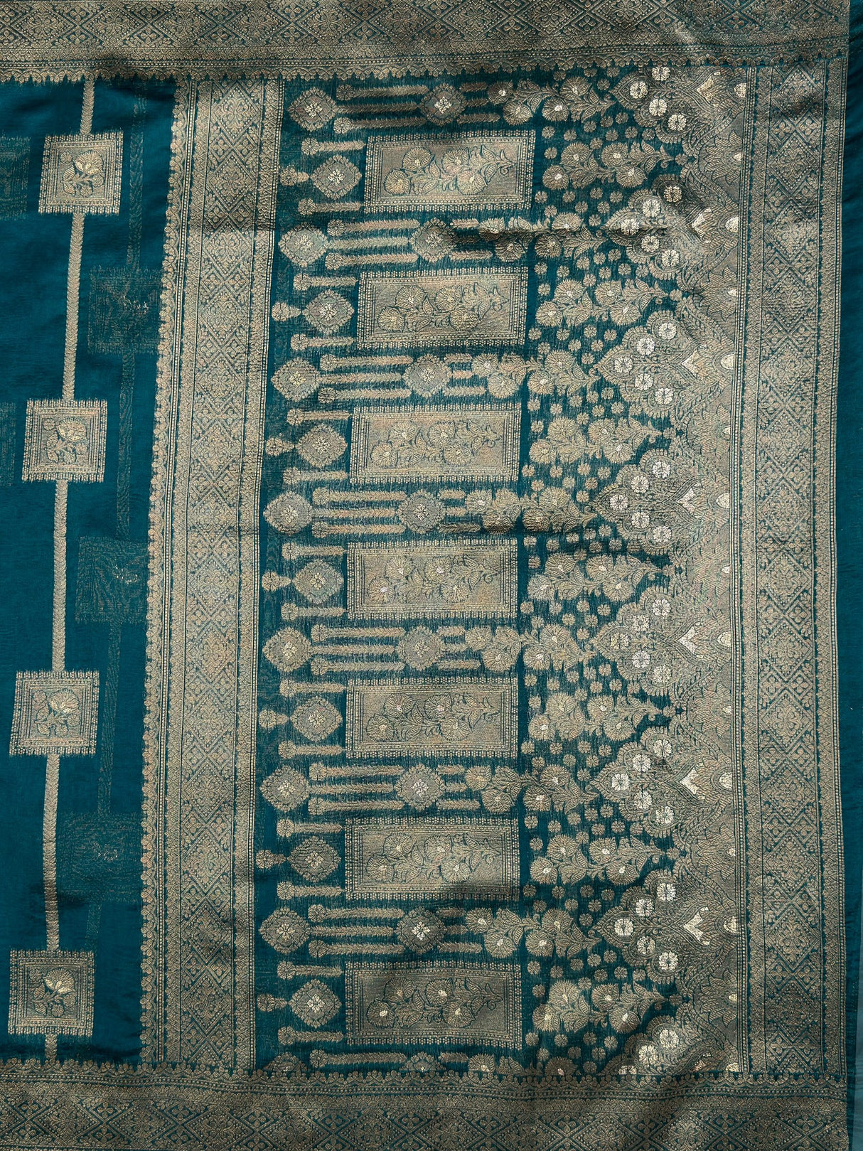 MIMOSA Sapphire Banarasi Art Silk Saree — pallu and zari work detail