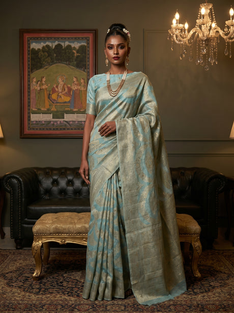 MIMOSA Ananda Banarasi Art Silk Saree — Full view on mannequin