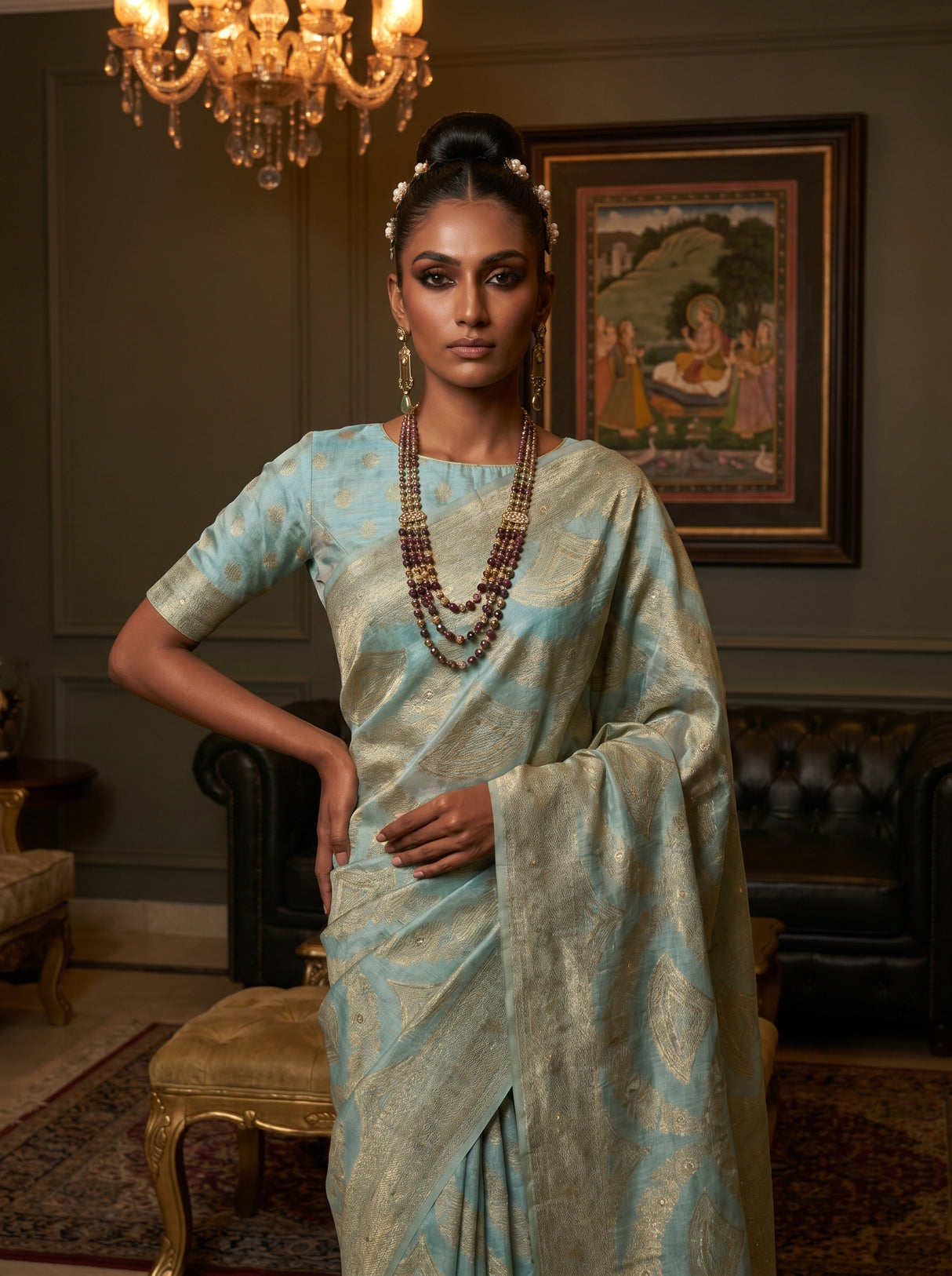 MIMOSA Ananda Banarasi Art Silk Saree — pose 10 styling detail