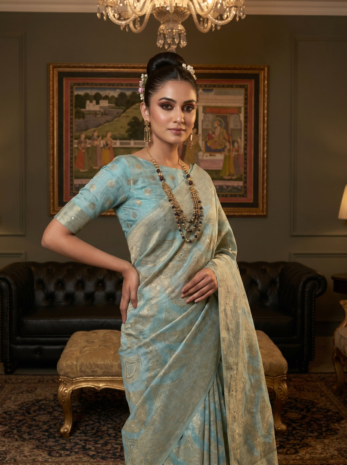 MIMOSA Ananda Banarasi Art Silk Saree — pose 4 styling detail