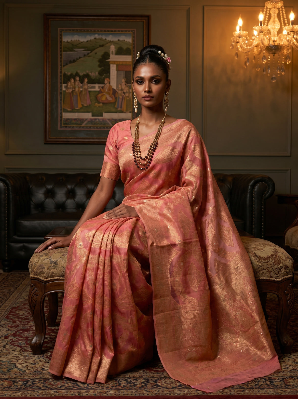 MIMOSA Gajari Banarasi Art Silk Saree — pose 8 styling detail