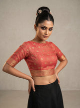 MIMOSA Gajari Banarasi Art Silk Saree — blouse close-up