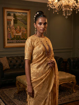 MIMOSA Peach Banarasi Art Silk Saree — pose 5 styling detail