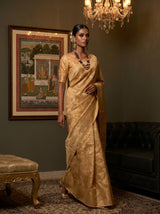 MIMOSA Peach Banarasi Art Silk Saree — pose 7 styling detail