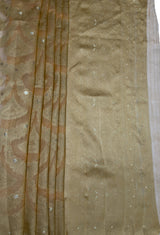 MIMOSA Peach Banarasi Art Silk Saree — pallu and zari work detail