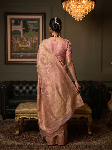 MIMOSA Pink Banarasi Art Silk Saree — Blouse fabric detail