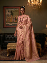 MIMOSA Pink Banarasi Art Silk Saree — pose 4 styling detail