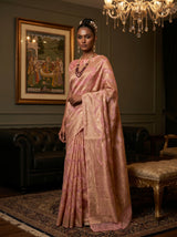 MIMOSA Pink Banarasi Art Silk Saree — pose 5 styling detail