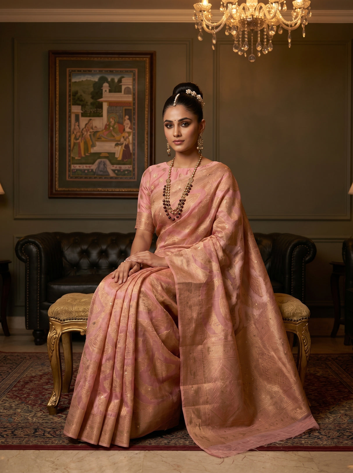 MIMOSA Pink Banarasi Art Silk Saree — pose 8 styling detail