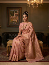 MIMOSA Pink Banarasi Art Silk Saree — pose 8 styling detail