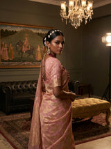 MIMOSA Pink Banarasi Art Silk Saree — pose 9 styling detail
