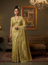 MIMOSA Pista Banarasi Art Silk Saree — Full view on mannequin