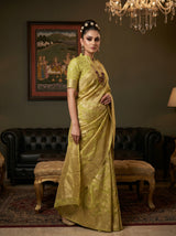 MIMOSA Pista Banarasi Art Silk Saree — pose 5 styling detail