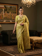 MIMOSA Pista Banarasi Art Silk Saree — pose 6 styling detail