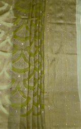 MIMOSA Pista Banarasi Art Silk Saree — pallu and zari work detail