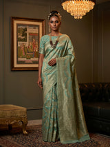 MIMOSA Rama Banarasi Art Silk Saree — Full view on mannequin