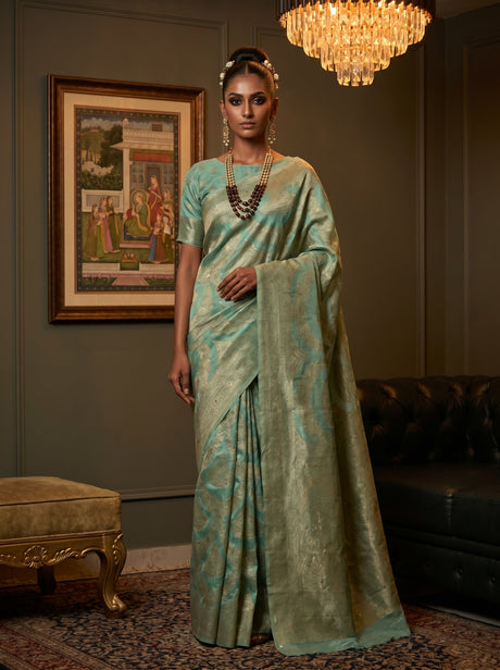 MIMOSA Rama Banarasi Art Silk Saree — Full view on mannequin