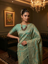 MIMOSA Rama Banarasi Art Silk Saree — pose 10 styling detail