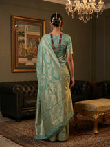 MIMOSA Rama Banarasi Art Silk Saree — Blouse fabric detail